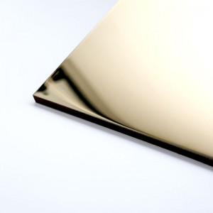 201 304 minőségű 4x8 méretű tükörbevonatú arany tükör, rozsdamentes acél lap dekorációhoz